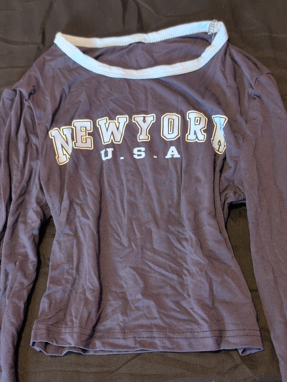 Missguided Navy Long-Sleeve NEWYORK U.S.A. Tee